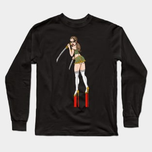 Sexy Schoolgirl With Swords Long Sleeve T-Shirt